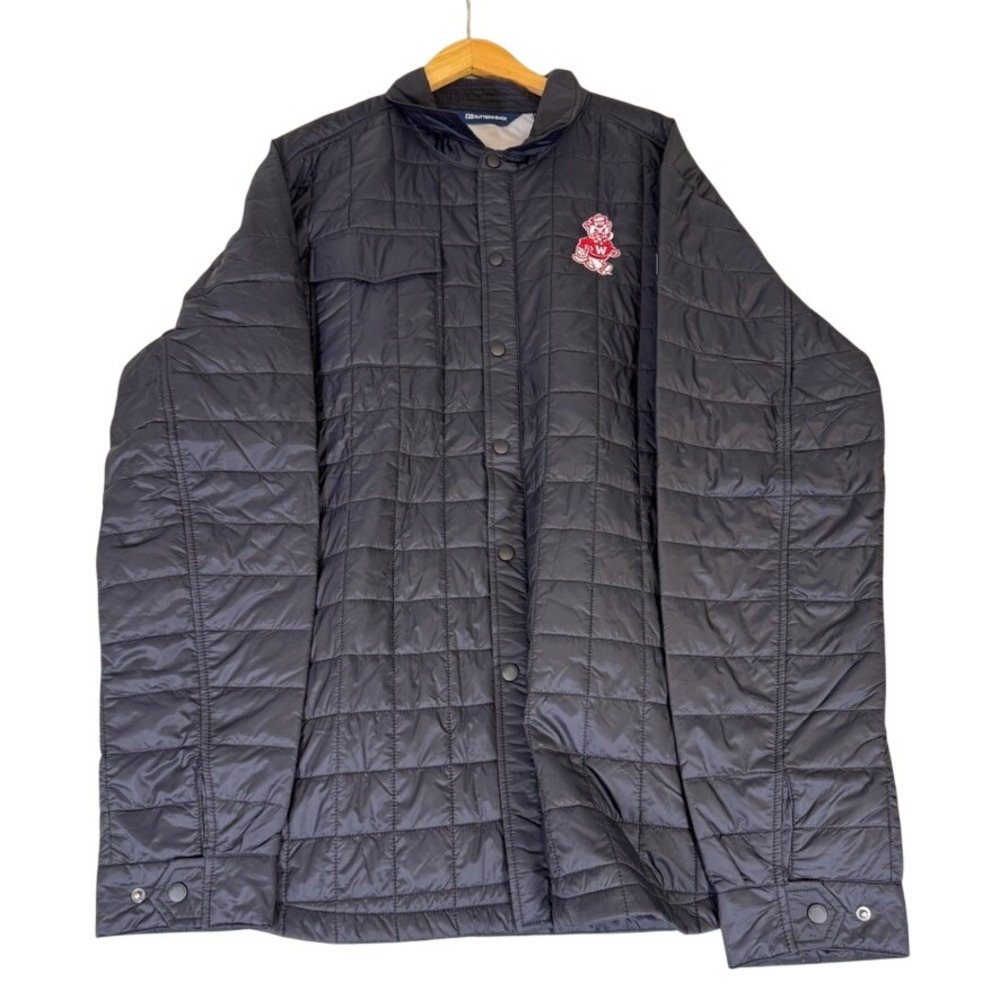 NWT Cutter & Buck Wisconsin Badgers Rainier PrimaLoft Puffer Shirt Jacket 3XLT